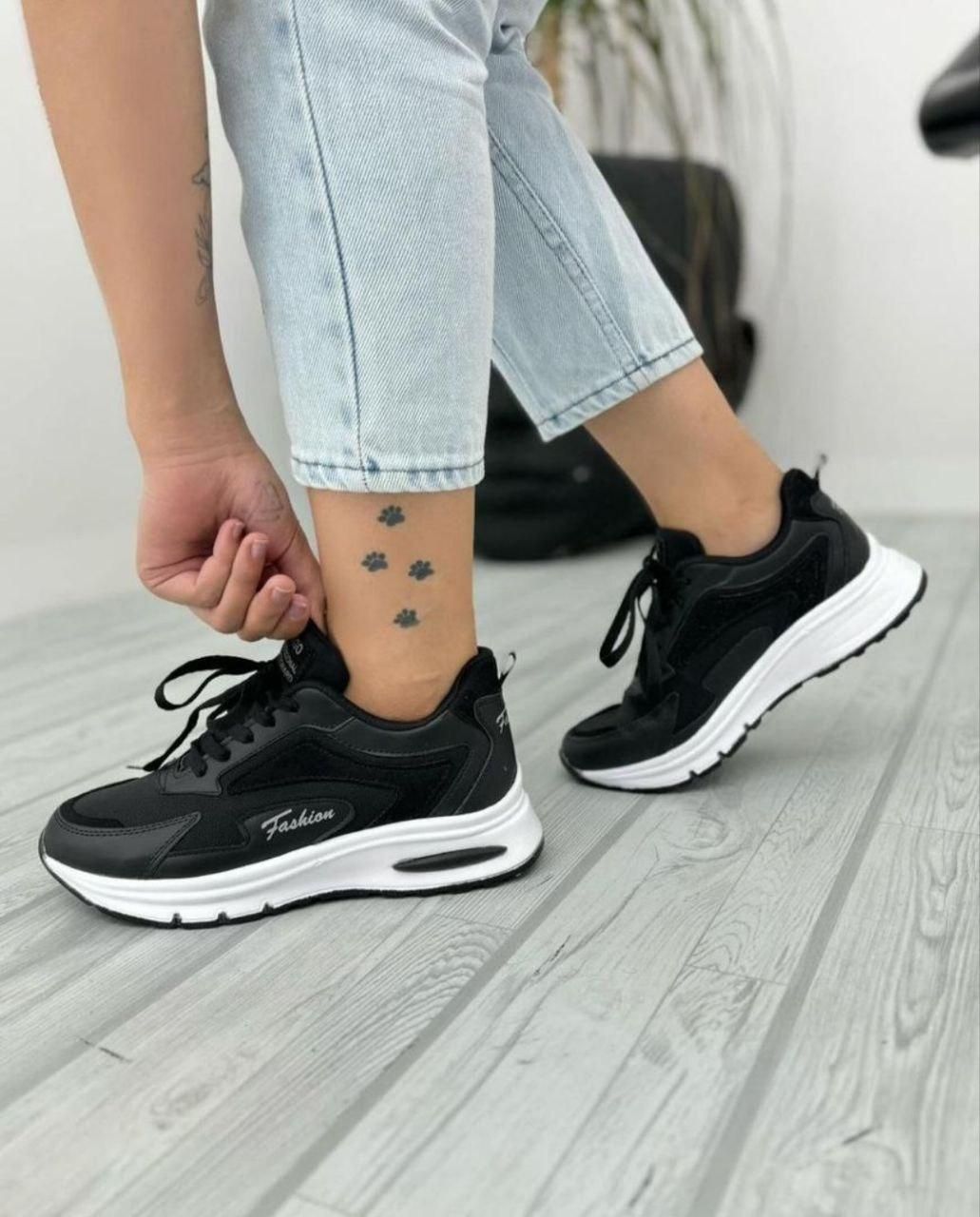 کتونی فشیون مشکی سفید زنانه اسپرت لژدار fashion|کیف، کفش، کمربند|تهران, تاکسیرانی|دیوار