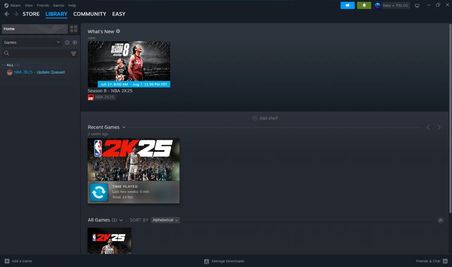 اکانت استیم steam nba2K25|کنسول، بازی ویدئویی و آنلاین|تهران, شهران شمالی|دیوار