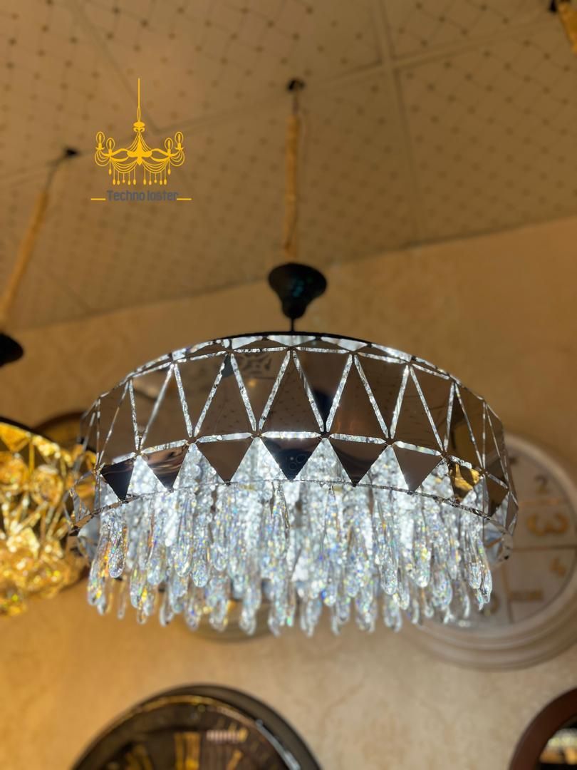 لوستر کریستال الماسی نقره‌ای 65 سانتی مدرن|لوستر و چراغ آویز|تهران, مبارک‌آباد بهشتی|دیوار