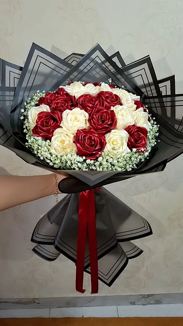 گل رز روبانی .سالگرد .تولد.خاستگاری.روز دختر|گل مصنوعی|تبریز, |دیوار