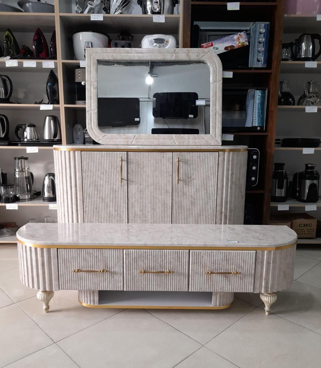 ست آینه کنسول و میز تلویزیون رخش مرمر *اثاث مارکت|بوفه، ویترین، کنسول|سیرجان, |دیوار