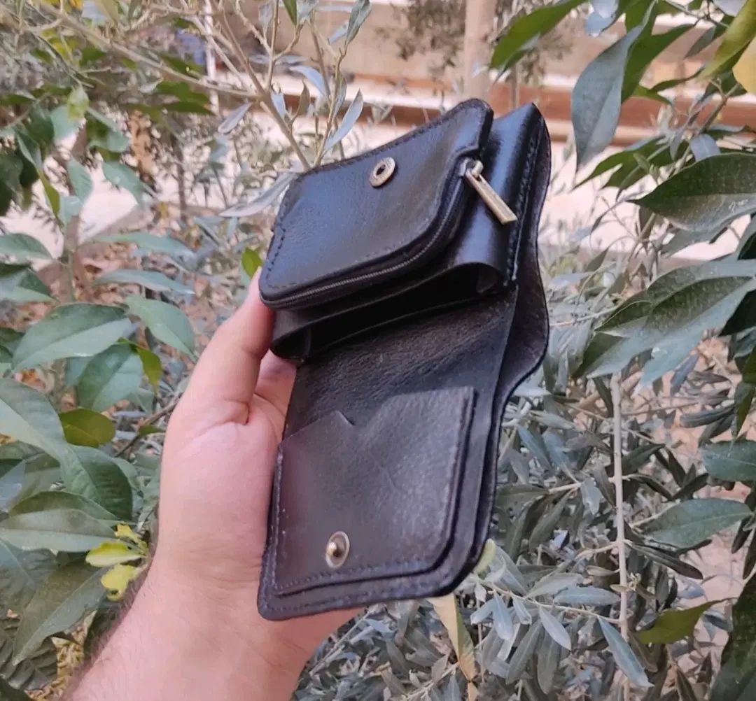 کیف پول جیبی چرم طبیعی گاوی تمام دستدوز|کیف، کفش، کمربند|نجف‌آباد, ویلاشهر|دیوار
