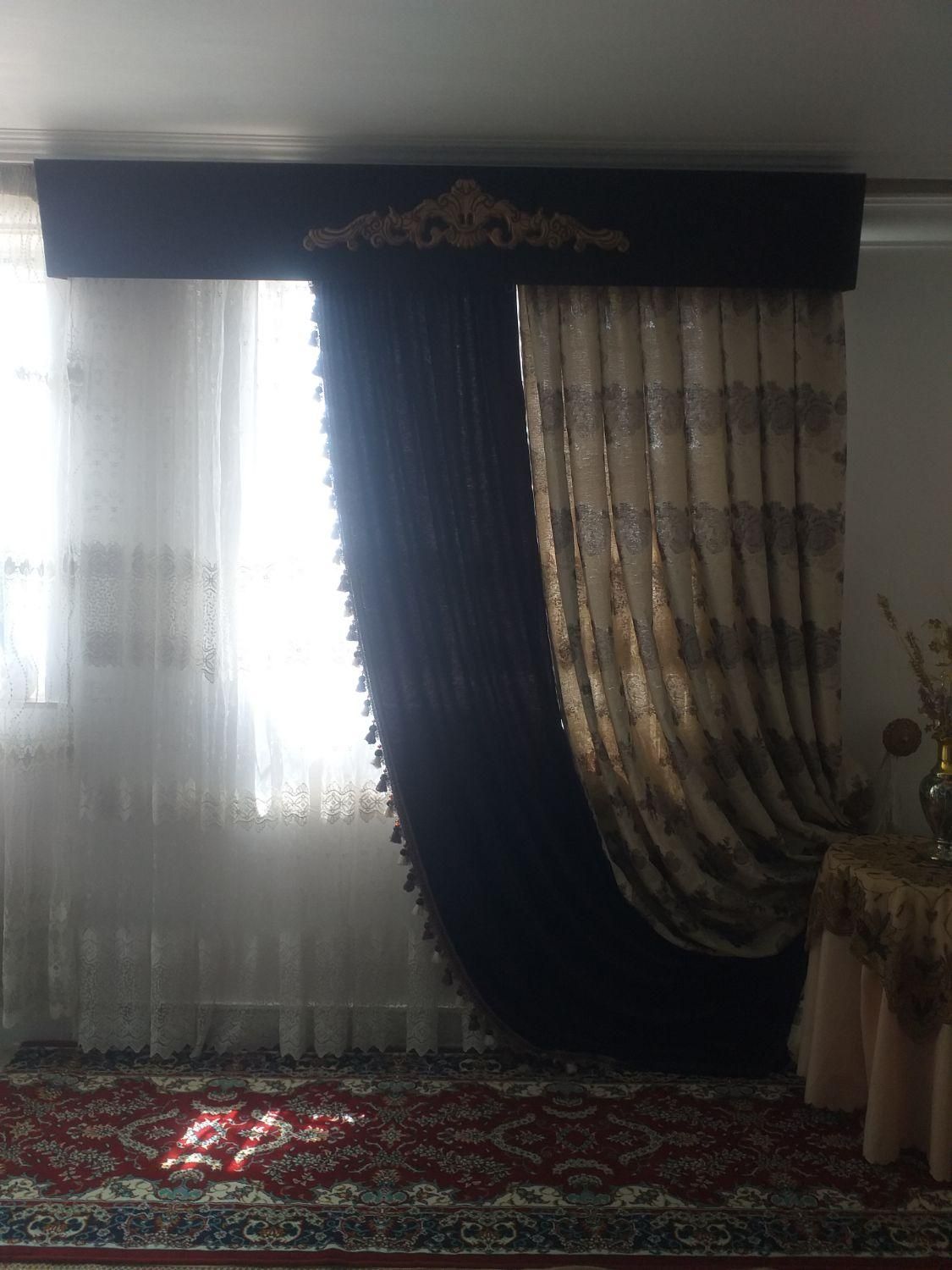 یالون پرده باقاب مخمل|پرده، رانر، رومیزی|ورامین, |دیوار