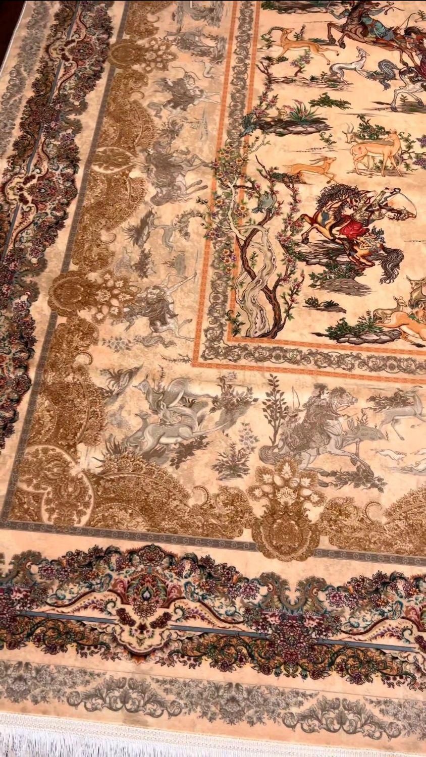 فرش ۱۲۵۰ شانه ابریشمی ابزار دست|فرش|رشت, حومه رشت|دیوار