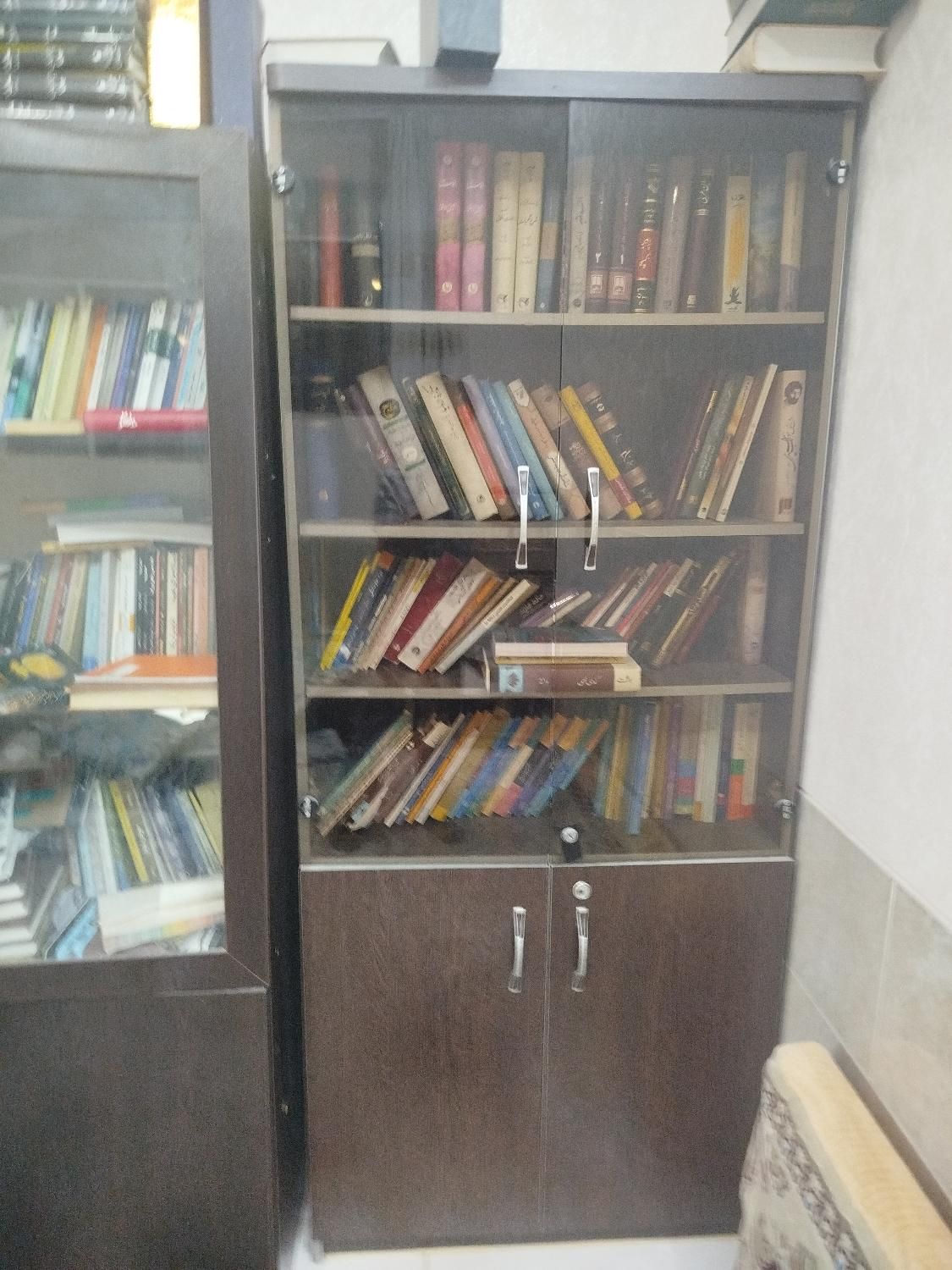 کتبخانه|کتابخانه، شلف، قفسه‌های دیواری|شیراز, شیخ روزبهان|دیوار