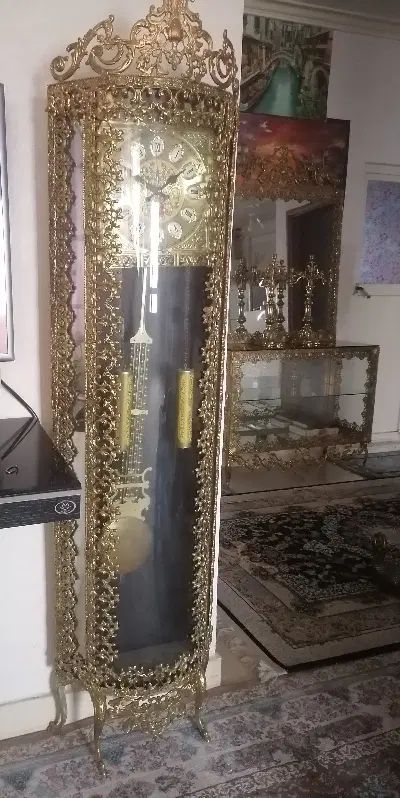 ست برنز برنجی آینه شمدان نیز وساعت ایستاد|صنایع دستی و سایر لوازم تزئینی|رشت, انصاری|دیوار