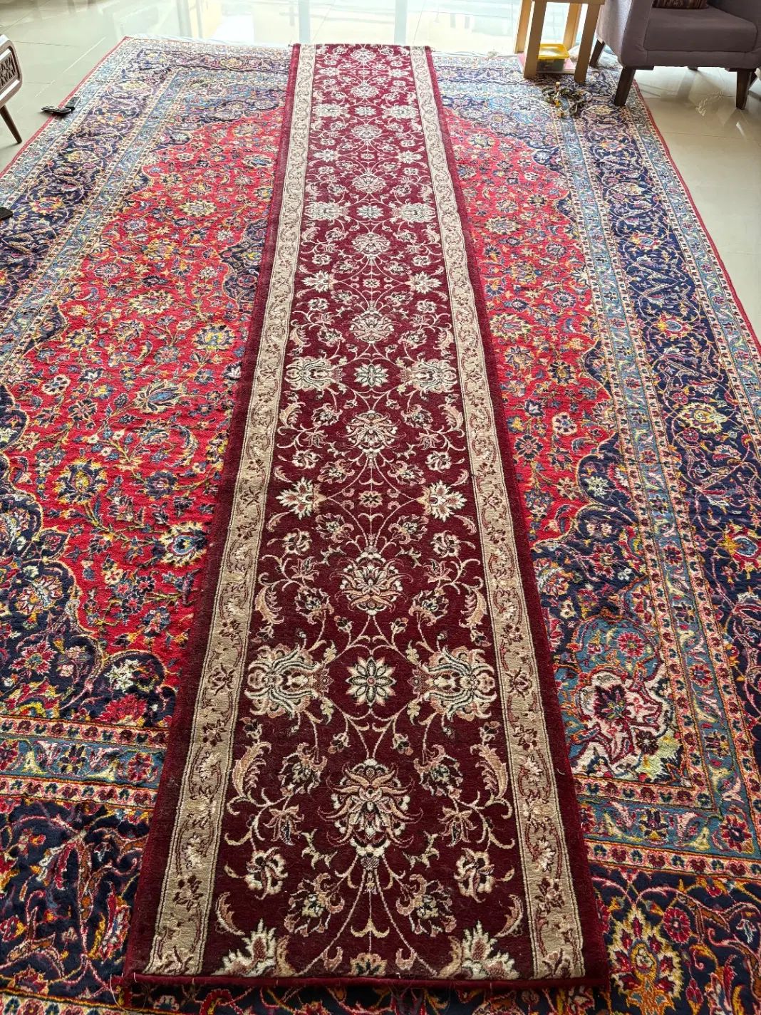 فرش کناره/تابلو برقی/میز خاطره/آیینه شمعدان برنجی|فرش|اصفهان, فیض|دیوار