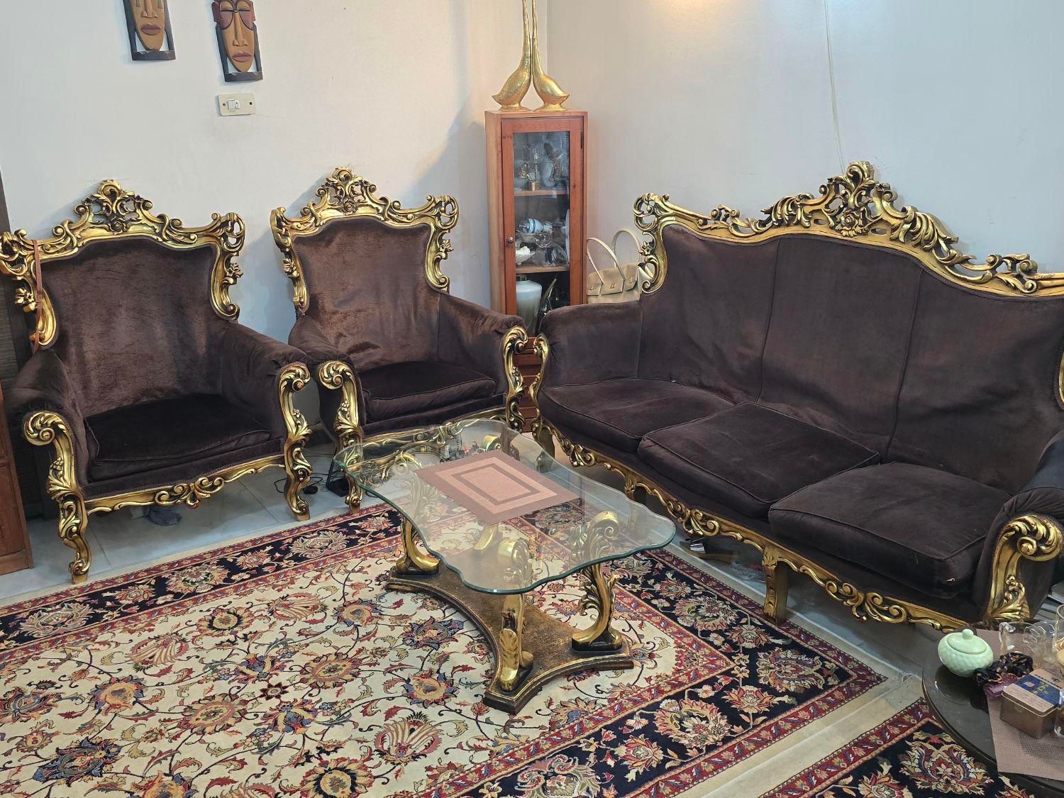 مبل چوبی ۷ نفره و دو میزبان و پایه میز ناهار خور|مبلمان خانگی و میز عسلی|تهران, مجیدآباد|دیوار