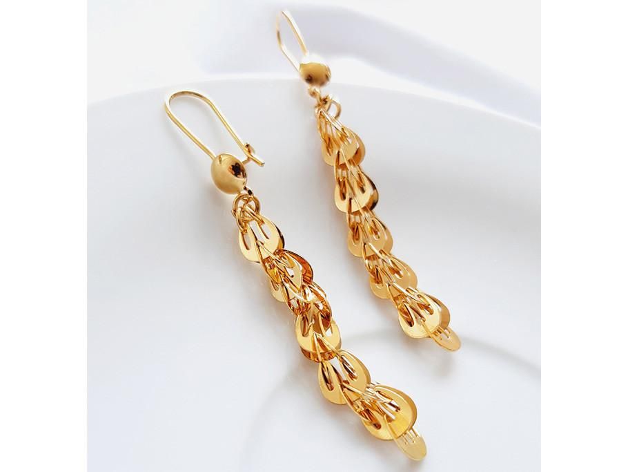 گوشواره قفلی آویزدار طرح طلا گارانتی‌ دار طلایی|بدلیجات|ارومیه, |دیوار