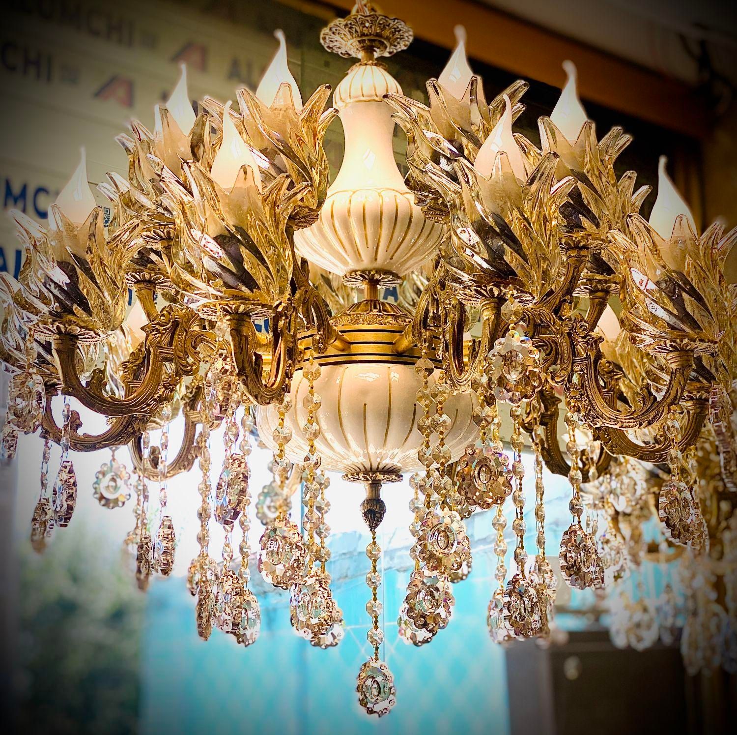 لوستر  برنز سرامیکی ۲۰شعله/خریدمستقیم‌ازتولیدی|لوستر و چراغ آویز|تبریز, |دیوار