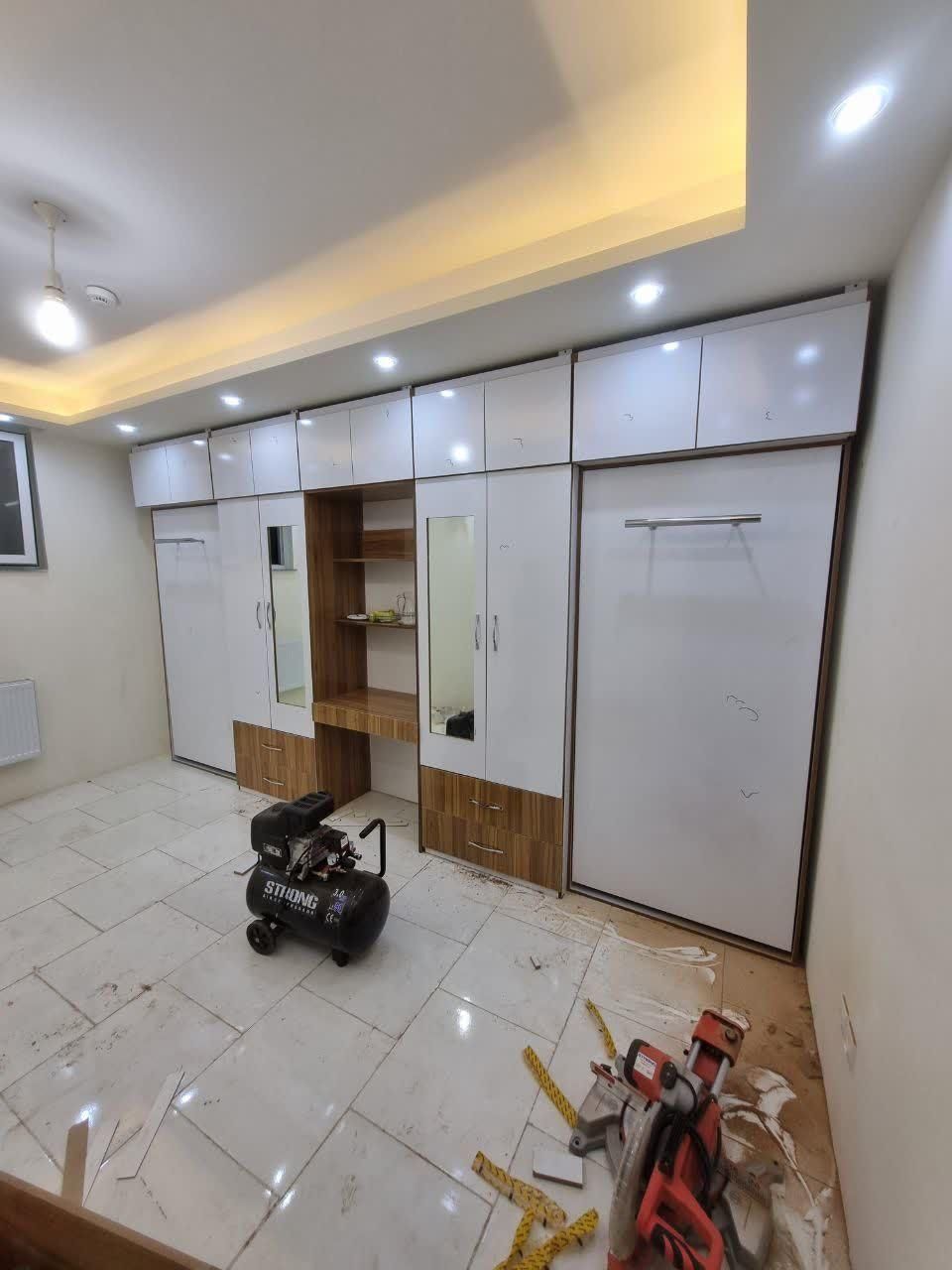 کمد ام دی اف سفید ترکیب گردو ۲۶۰|جاکفشی، کمد، دراور|اردبیل, |دیوار