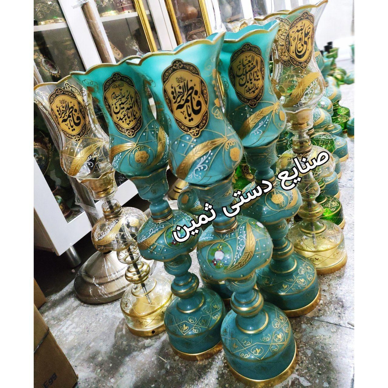 چراغ لاله شمعدان مذهبی مزین بنام مبارک یافاطمه(س)|صنایع دستی و سایر لوازم تزئینی|مشهد, جنت|دیوار