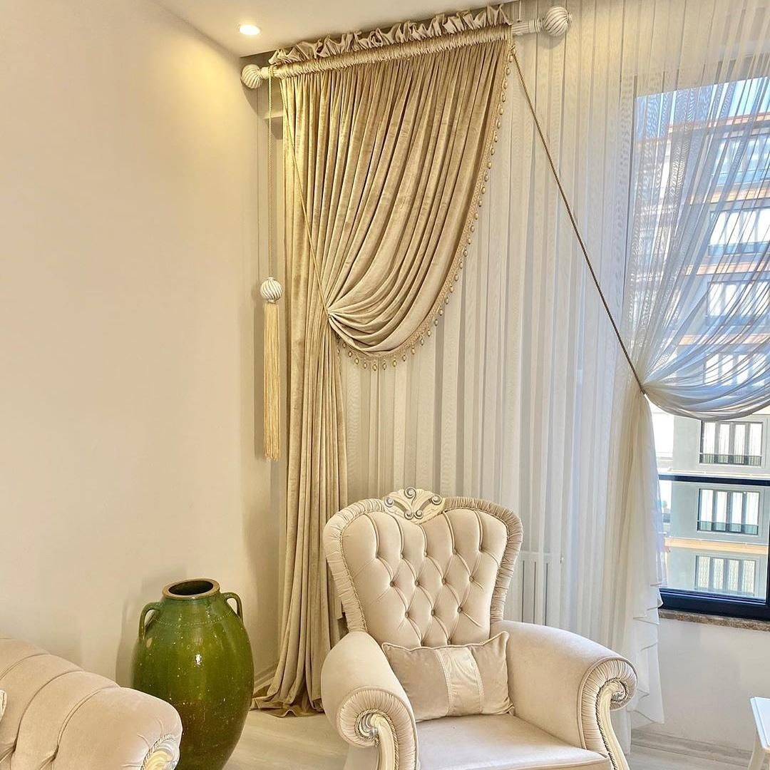 پرده ساده شاین حریر لمه کرپ کتان|پرده، رانر، رومیزی|تبریز, |دیوار