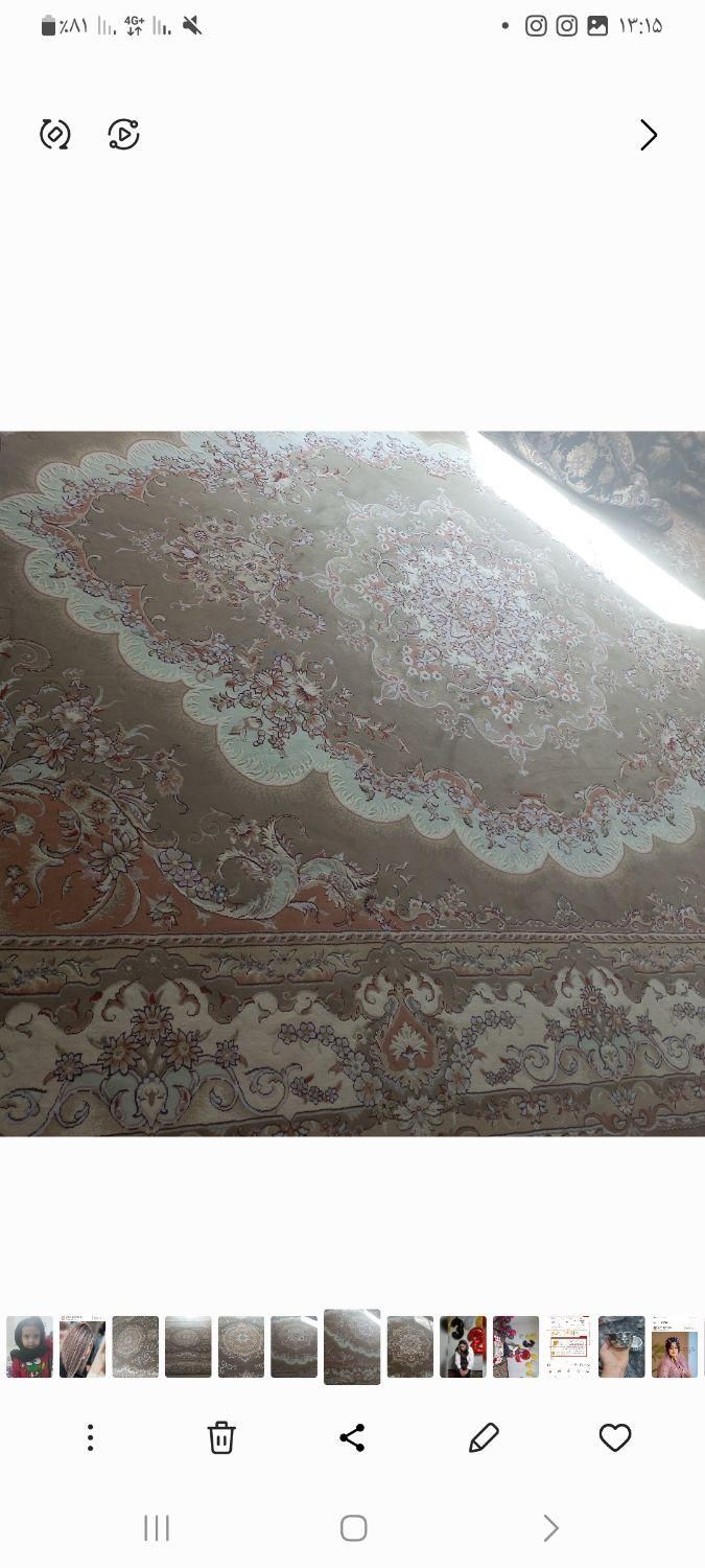 دوعددقالی ۱۲متری رنگ کرم قهوه ای|فرش|بروجن, |دیوار