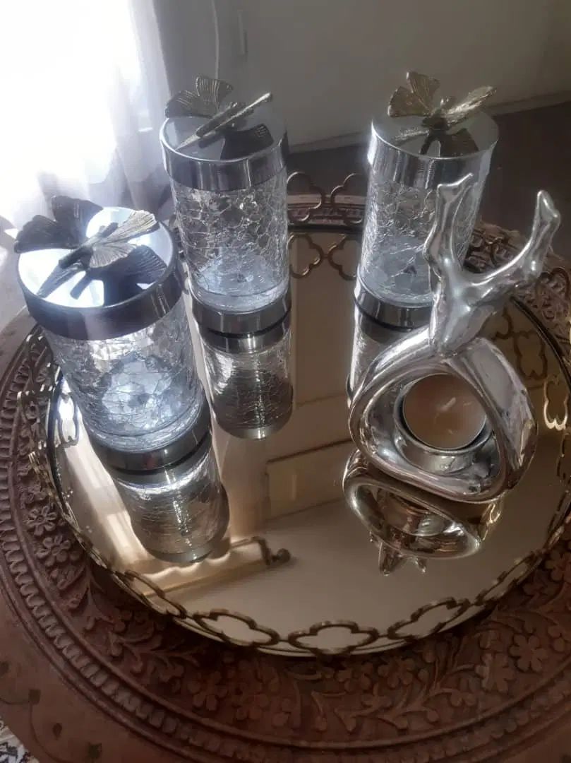 سینی آینه ای و بانکه های شیشه ای|ظروف سرو و پذیرایی|تهران, جی|دیوار