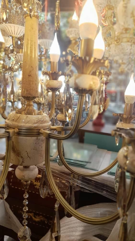 انواع لوسترهای برنزی و سنگی اشرفی|لوستر و چراغ آویز|تبریز, |دیوار