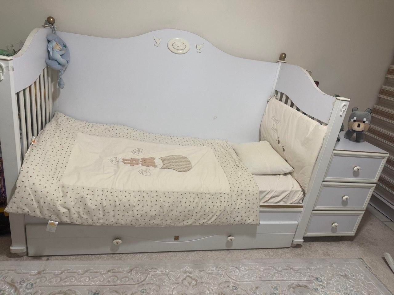 سرویس کامل تخت و کمد نوزاد و کودک ساحل چوب|تخت و سرویس خواب|اندیشه, اندیشه فاز ۳|دیوار