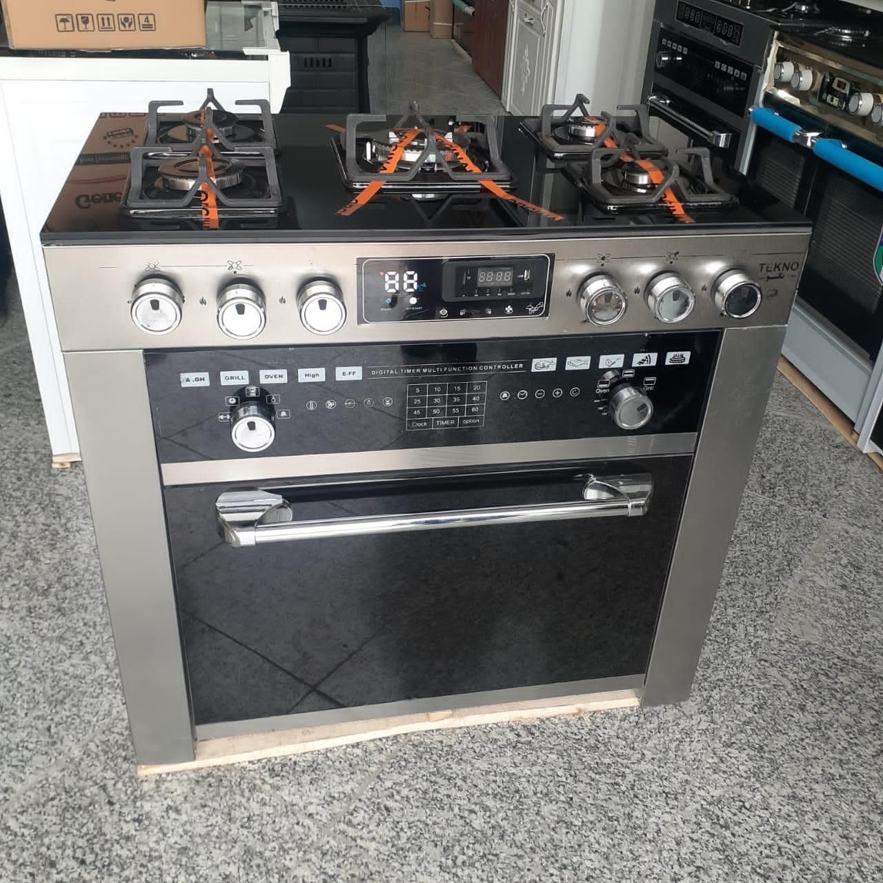 اجاق گاز پنج شعله استیل رویه شیشه تکنو(تیلما)|اجاق گاز و لوازم برقی پخت‌وپز|تهران, سلسبیل شمالی|دیوار