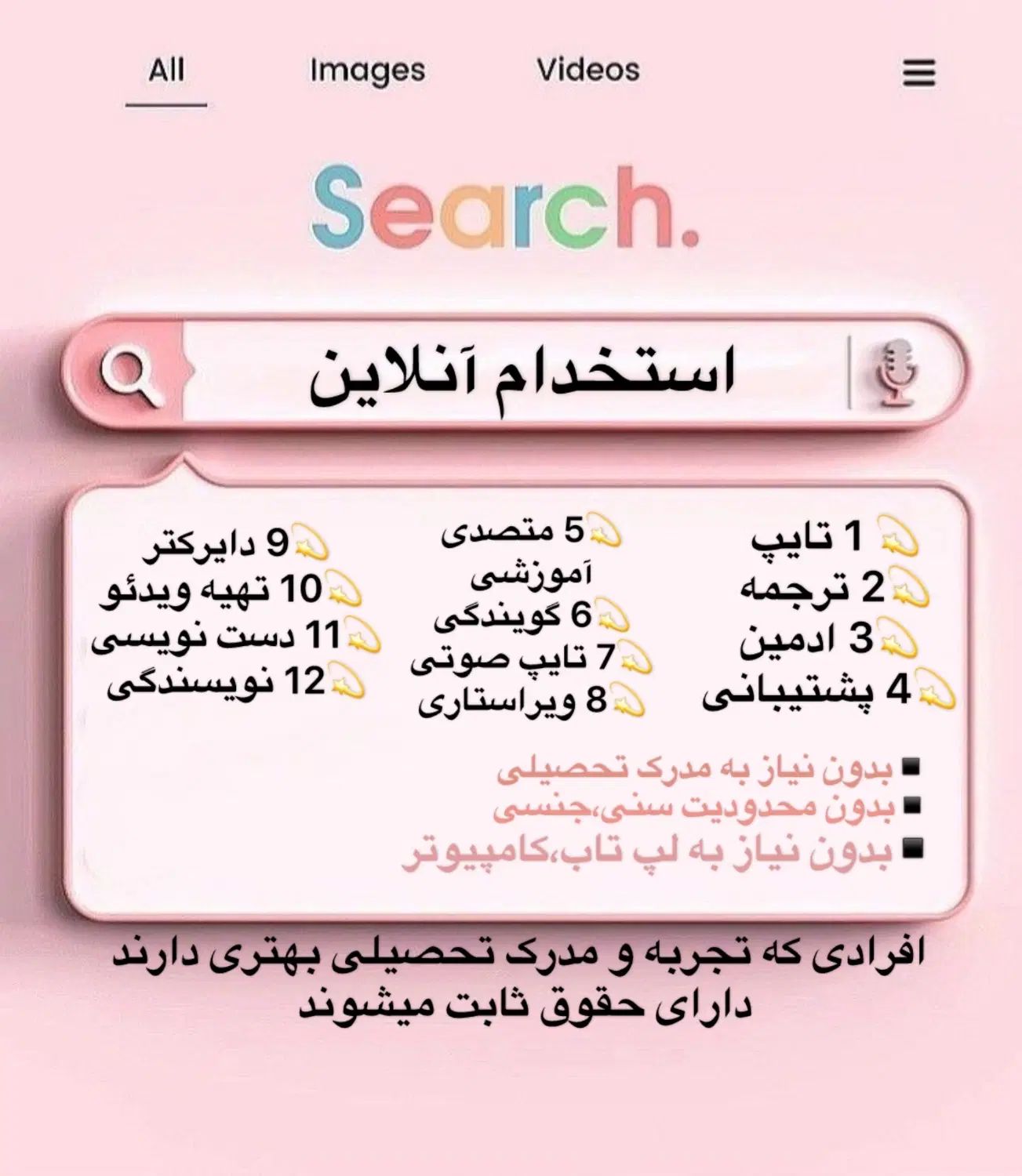 استخدام آنلاین(کار در منزل)|استخدام رایانه و فناوری اطلاعات|تهران, تهران پارس|دیوار