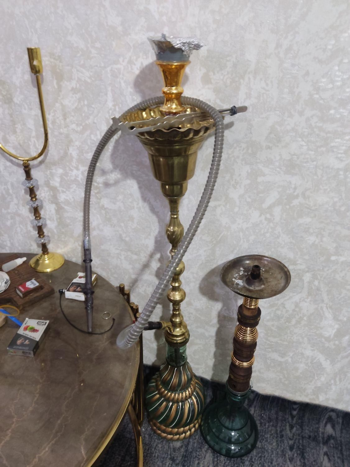 قلیون عربی بلند برنجی|صنایع دستی و سایر لوازم تزئینی|مشهد, هفت تیر (نه دره)|دیوار