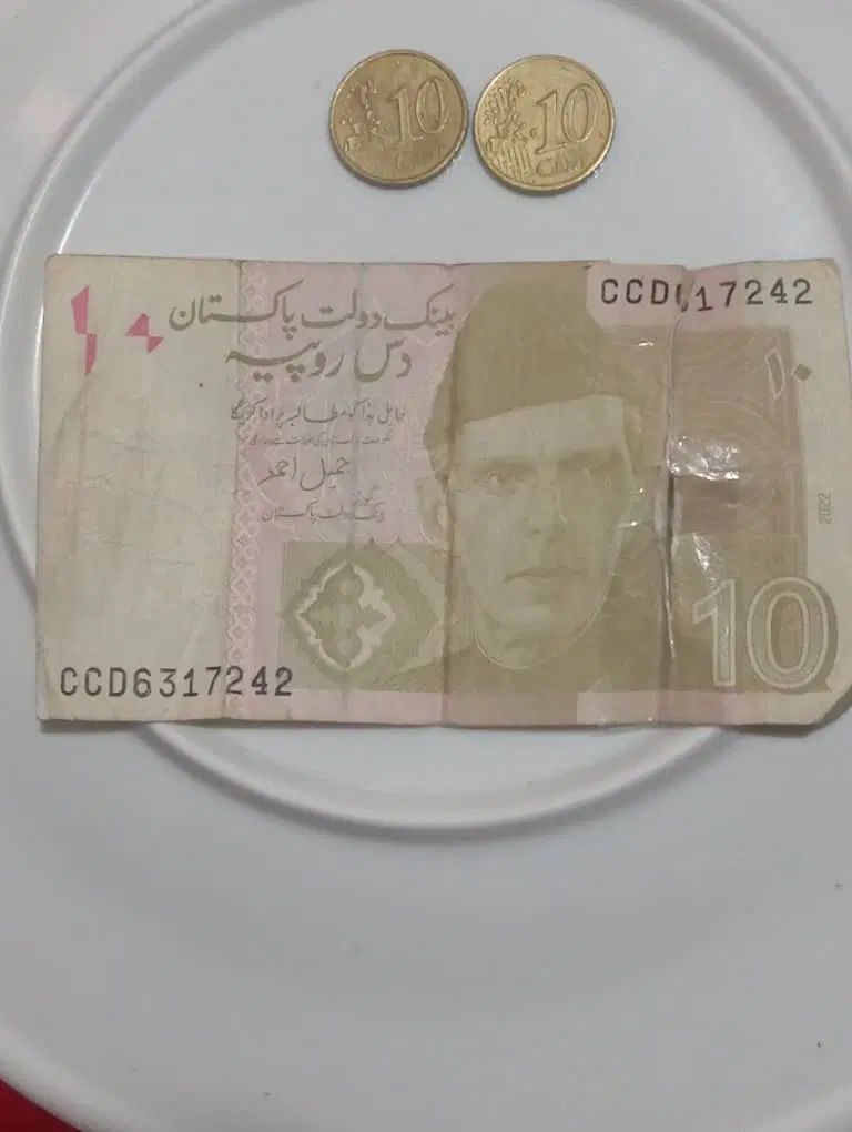 ۲عدد ۱۰سنتی و یه اسکناس ۱۰روپیه پاکستانی  ۱ملیون|کلکسیون سکه، تمبر، اسکناس|کوه چنار, |دیوار