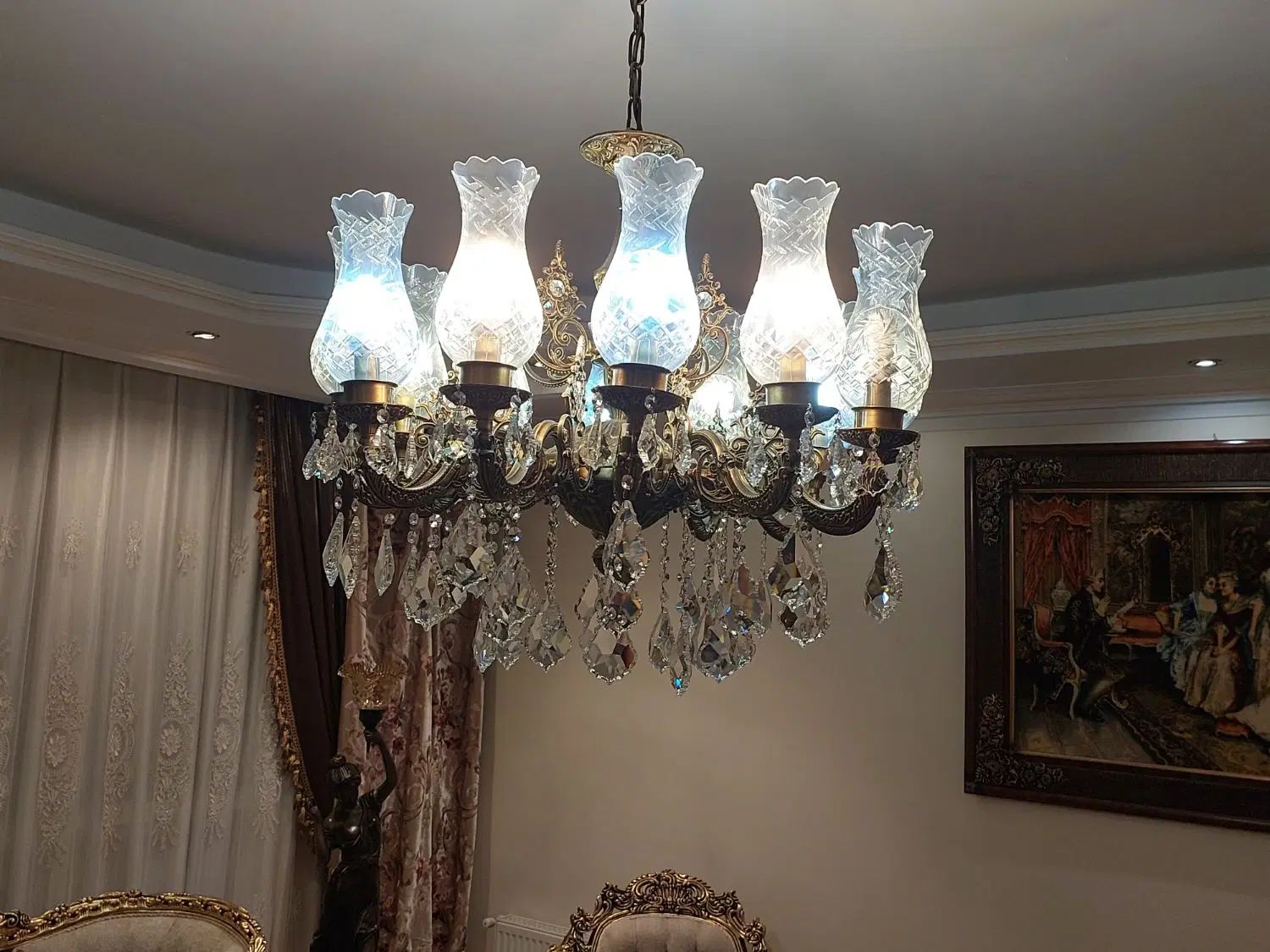 لوستر  برنز ۱۰ شاخه و ۱۲شاخه|لوستر و چراغ آویز|تهران, گلستان (شهرک راه آهن)|دیوار