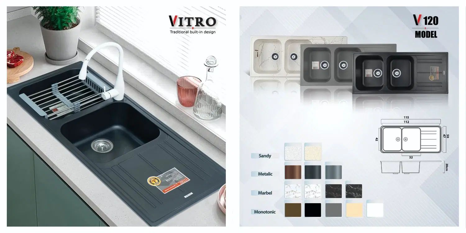 سینک ظرفشویی گرانیتی VITRO|مصالح و تجهیزات ساختمان|مشهد, آبکوه|دیوار