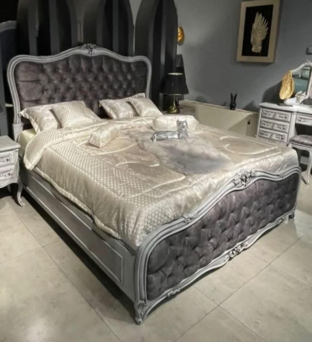 سرویس خواب دونفره تمام چوب مدل سه گل ثمر|تخت و سرویس خواب|تهران, یافت آباد جنوبی|دیوار