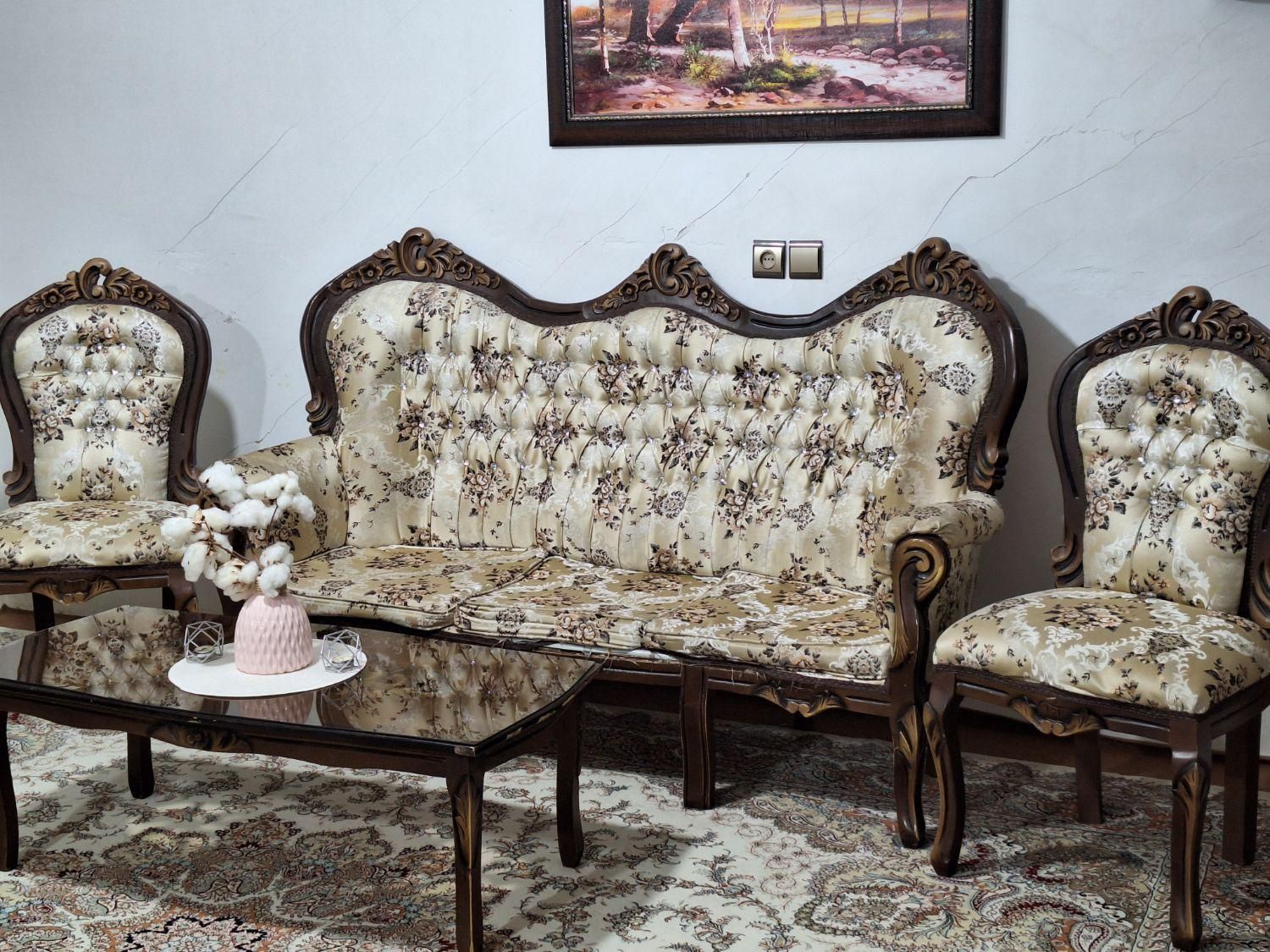 مبلمان راحتی ۹ نفره چوب راش خیلی تمیز|مبلمان خانگی و میز عسلی|آشخانه, |دیوار