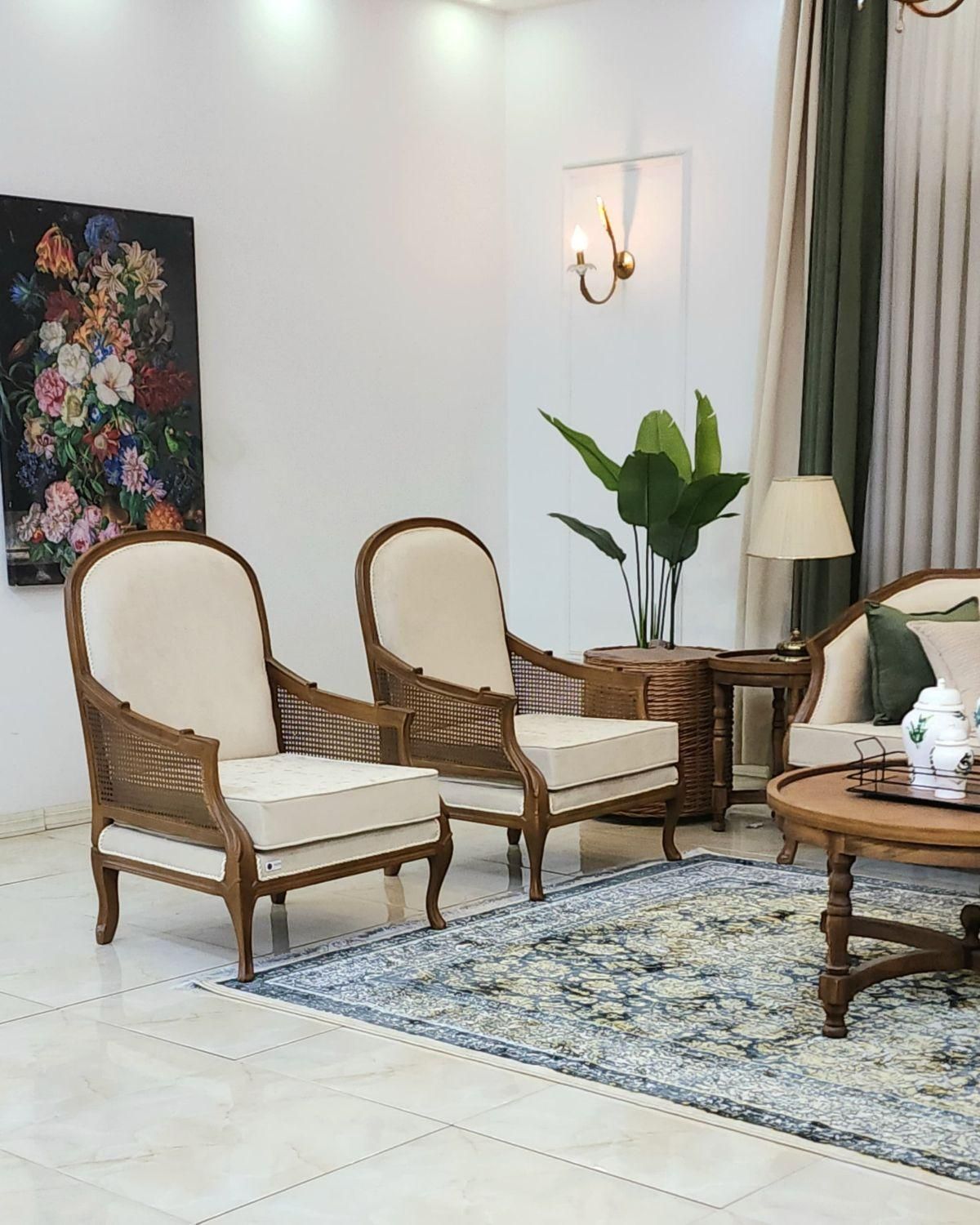 مبلمان ویذا کرم سبز بغل حصیر|مبلمان خانگی و میز عسلی|شیراز, زرهی|دیوار