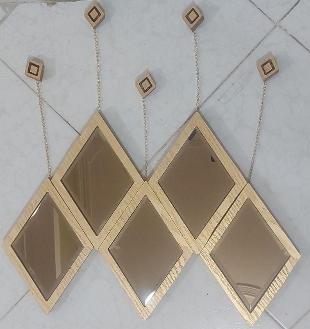 آینه دکوراتیو ۵تایی لوزی زنجیردار دیواری شامپاینی|آینه|فردیس, فردیس|دیوار