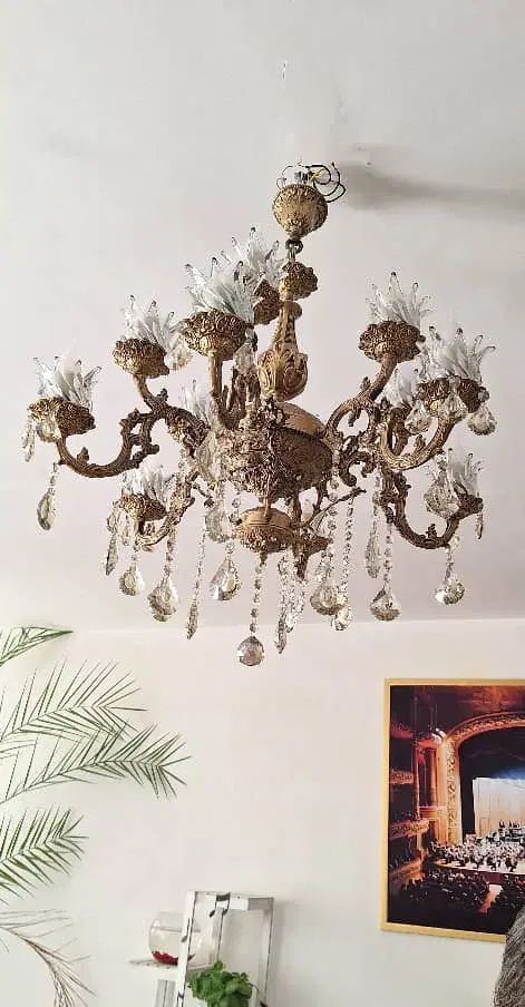 لوستر برنزی 12 شعله|لوستر و چراغ آویز|تبریز, |دیوار