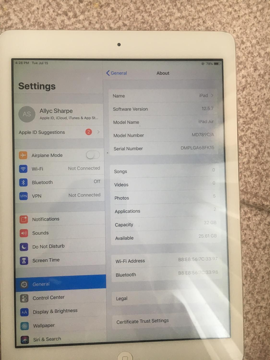 Ipad air|تبلت|گلبهار, |دیوار