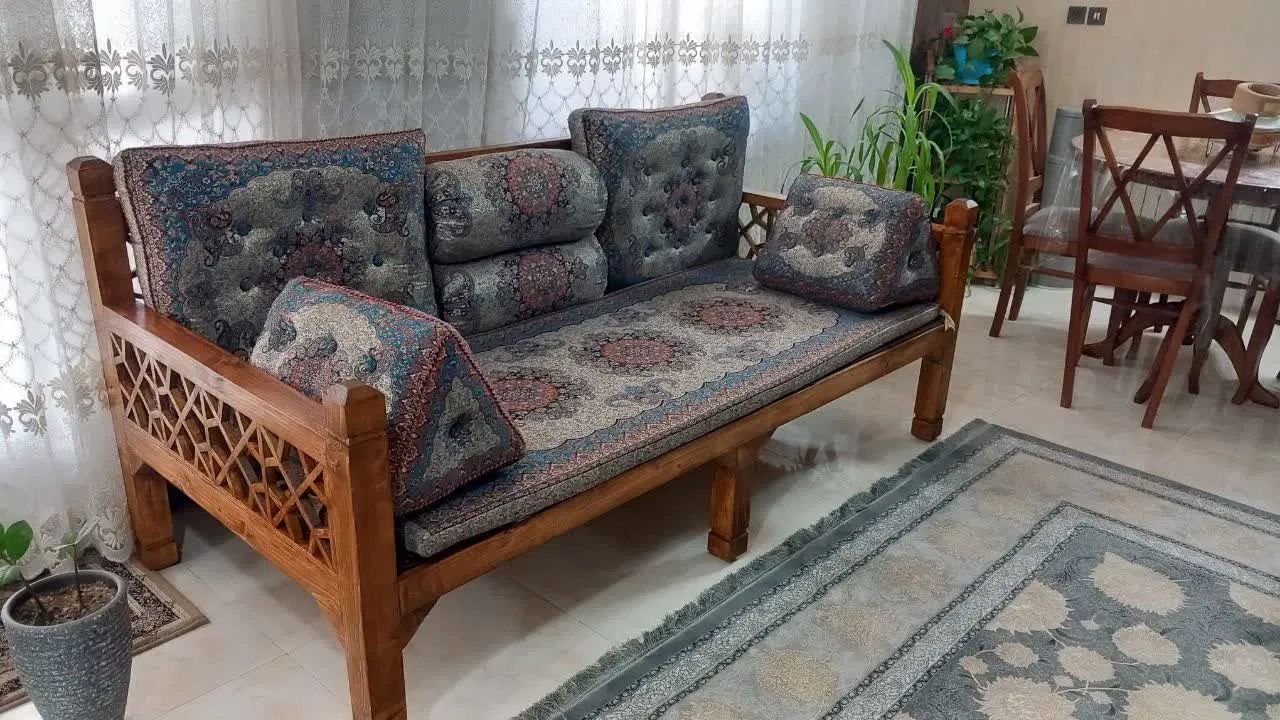 تخت سنتی مبل گره چینی نیمکت چوبی باغ منزل حیاط|مبلمان خانگی و میز عسلی|سبزوار, امیریه|دیوار