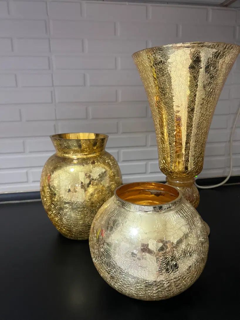 اکسسوری ۳ تیکه گلدان تزیینی و دکوری|صنایع دستی و سایر لوازم تزئینی|کرج, کوی کارمندان شمالی|دیوار