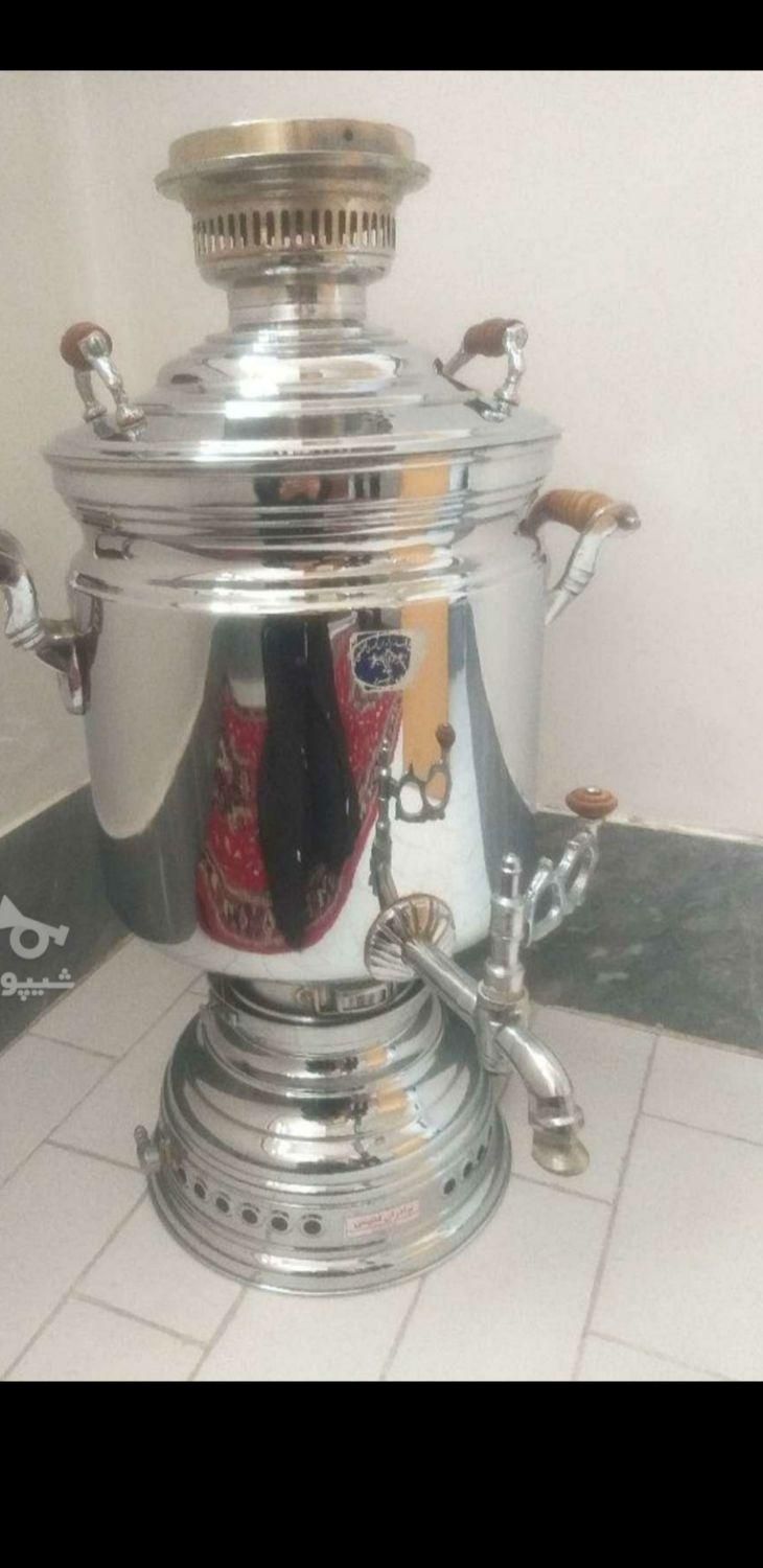 سماور مجلسی بسیار ضخیم قدیمی|قوری، کتری، قهوهساز دستی|میانه, |دیوار