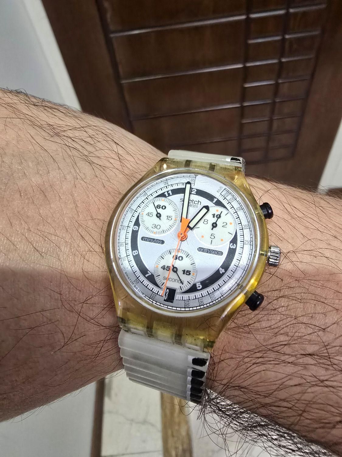 ساعت swatch سواچ بند کشی شب نما مدل ۱۹۹۷ یخی|ساعت|تهران, جنت‌آباد مرکزی|دیوار