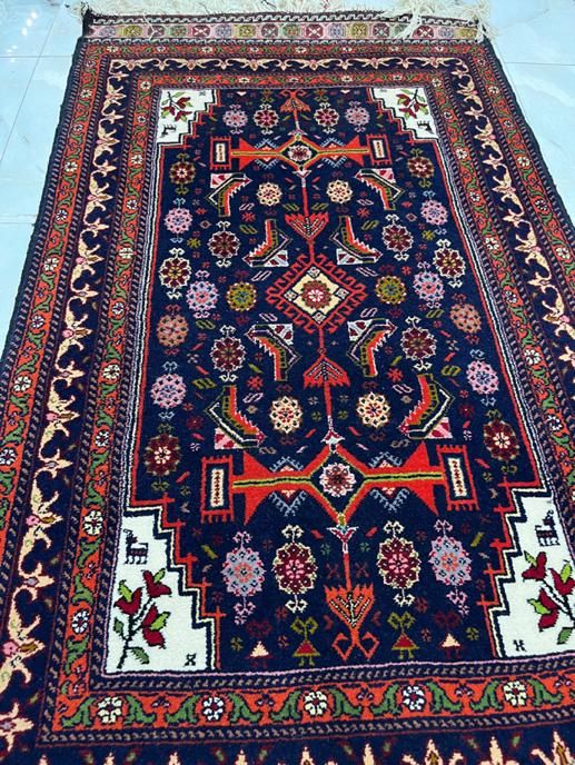 قالیچه دستباف قدیمی گلیم بافی شده|فرش|کاشمر, |دیوار