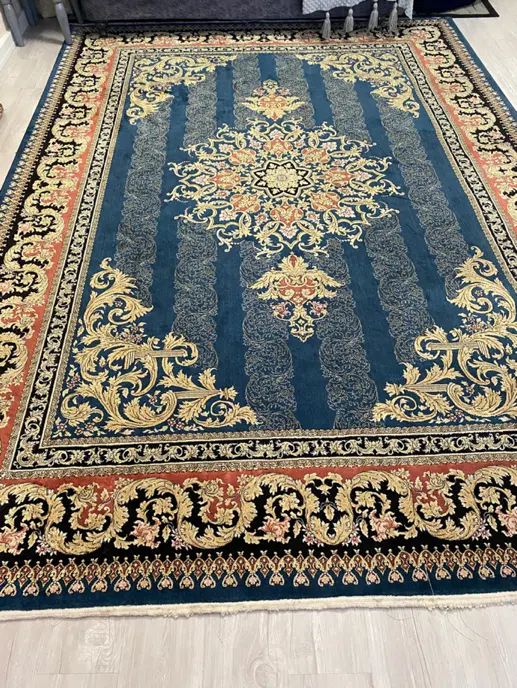 فرش طرح ابریشم آبی طلایی|فرش|رشت, آتشگاه|دیوار