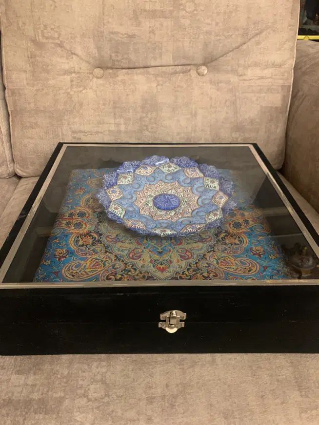 صنایع دستی رومیزی ترمه + بشقاب مینا دیواری|صنایع دستی و سایر لوازم تزئینی|تهران, آسمان|دیوار