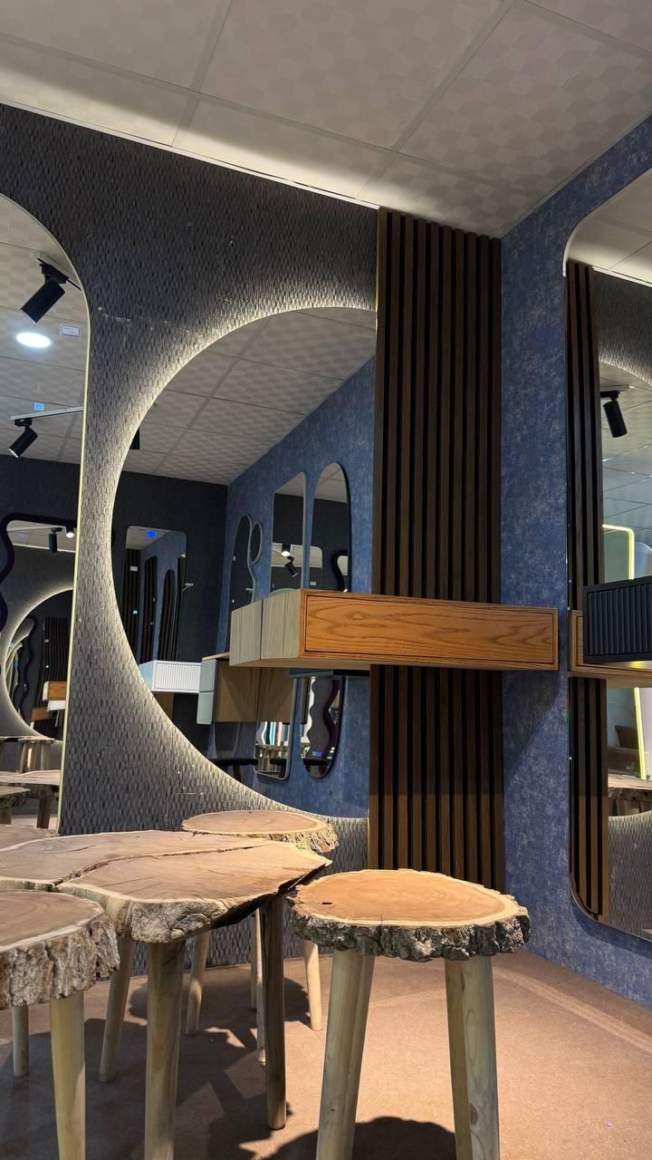 ست آینه قدی بکلایت نیم دایره ترمو وود و شلف دیواری|آینه|مشهد, کشف|دیوار