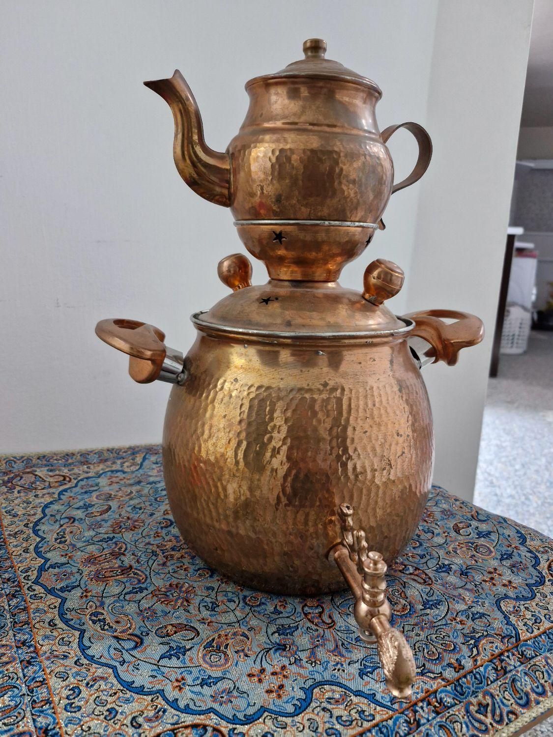 سماور وقوری مسی|سماور، چای‌ساز، قهوه‌ساز|جم, |دیوار