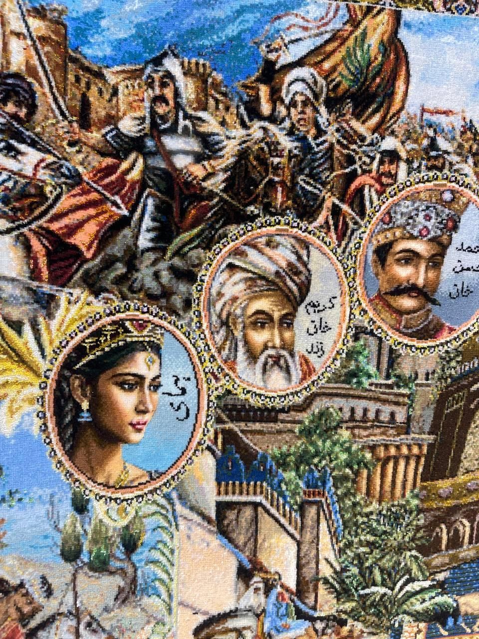 تابلو فرش سلاطین ایران دارای ۵۴ چهره|تابلو فرش|مشکیندشت, |دیوار