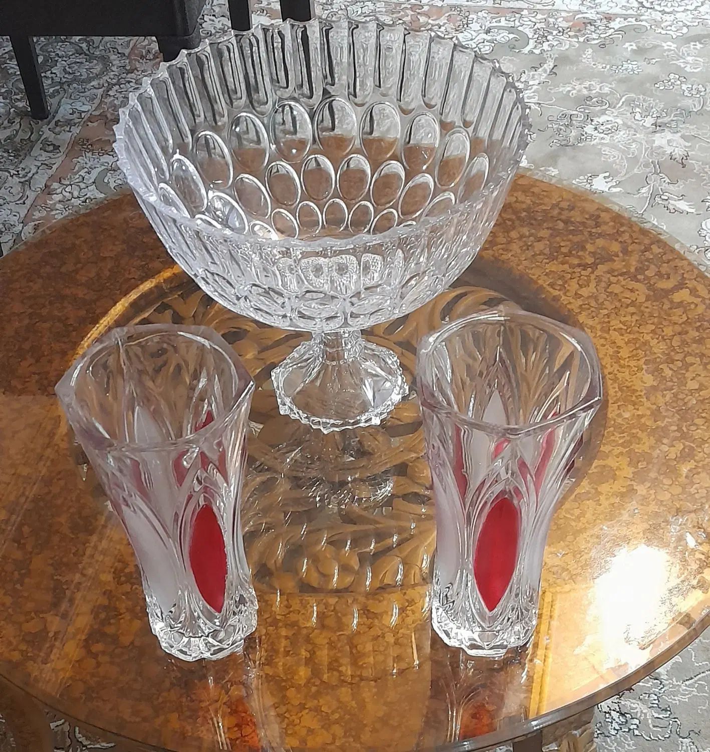 یه جفت گلدان کریستال و ظرف میوه خوری ژاپن|ظروف سرو و پذیرایی|تهران, نگین غرب|دیوار