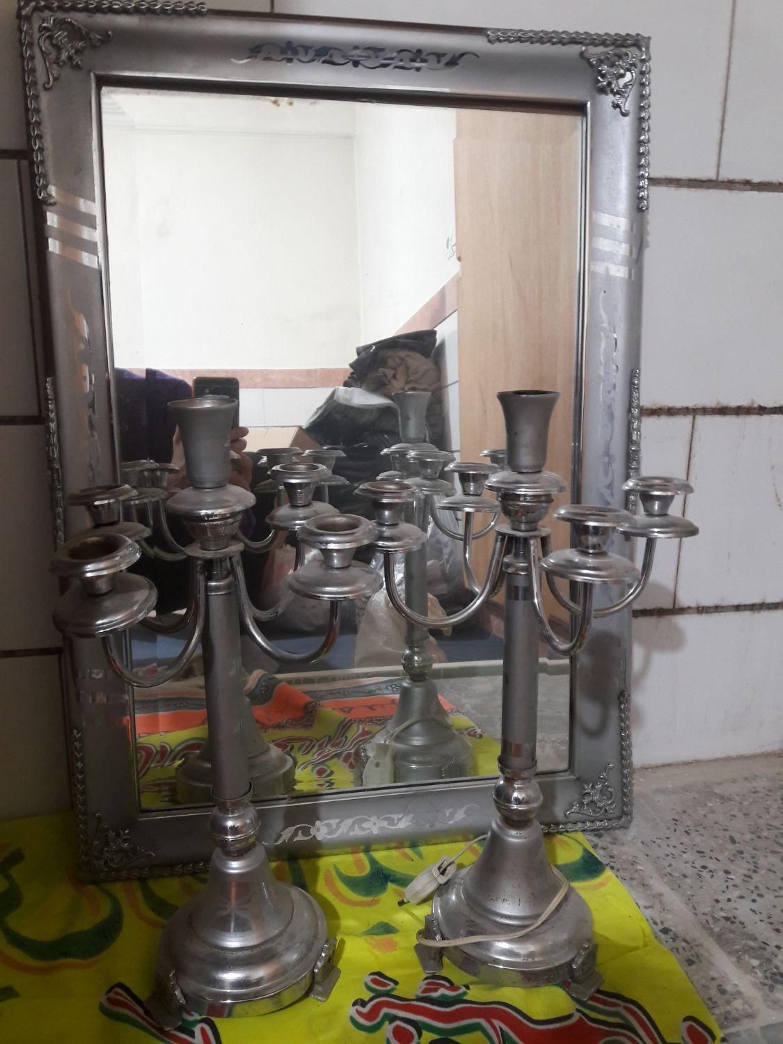 آئینه و شمعدان جنس برنج|آینه|اراک, |دیوار
