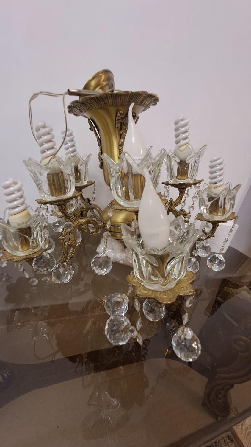 لوستر ۱۰شعله برنجی اصل.|لوستر و چراغ آویز|قزوین, |دیوار