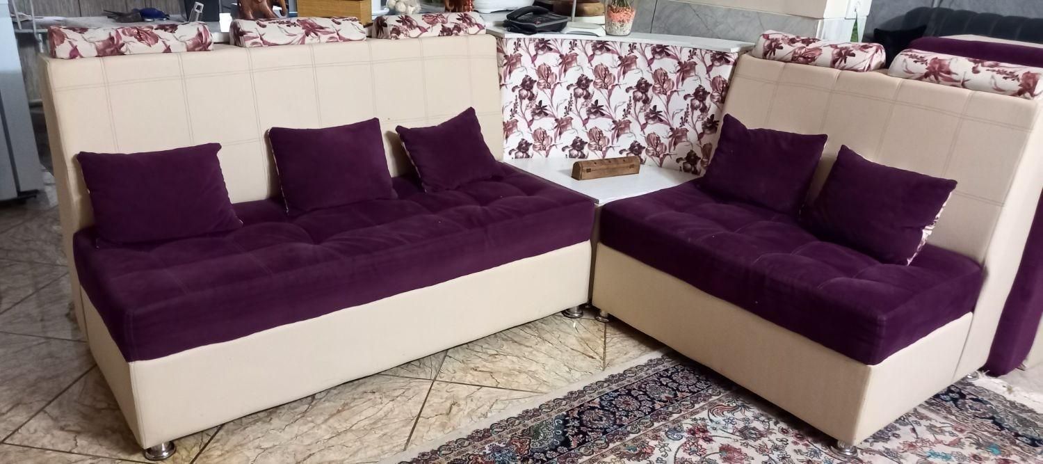 مبل ال هفت نفره پارچه‌ای و چرم مصنوعی طرح چستر|مبلمان خانگی و میز عسلی|نجف‌آباد, امام خمینی|دیوار