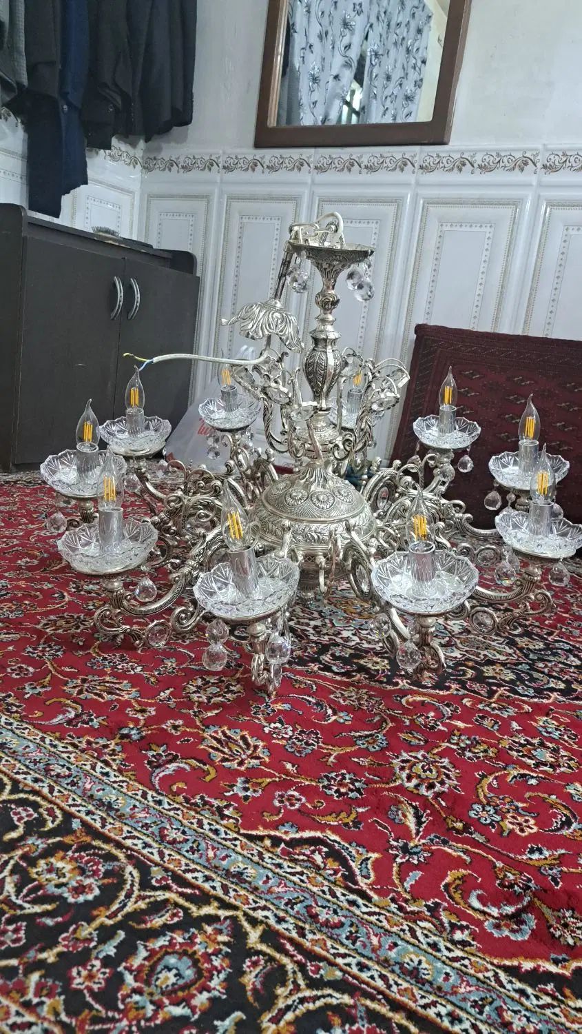 لوستر تمام برنجی ۱۰ شاخه|لوستر و چراغ آویز|مشهد, شهید معقول|دیوار