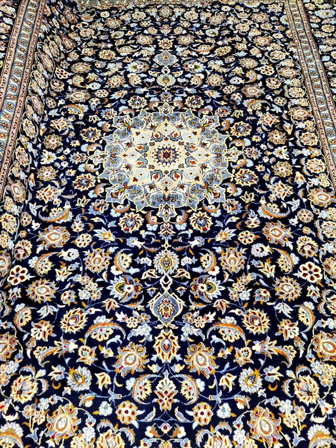 فرش۱۲متری دستباف کاشان سورمه ای دست بافت درحدنو|فرش|تهران, آهنگ|دیوار
