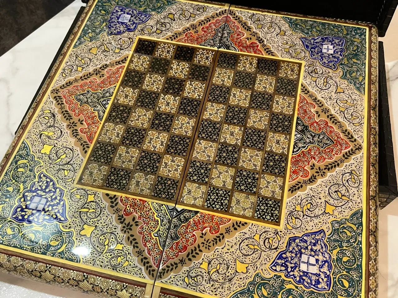 تخته نرد خاتم کاری اصفهان سایز ۵۰ داخل صدفی|صنایع دستی و سایر لوازم تزئینی|تهران, شهرک صدرا|دیوار